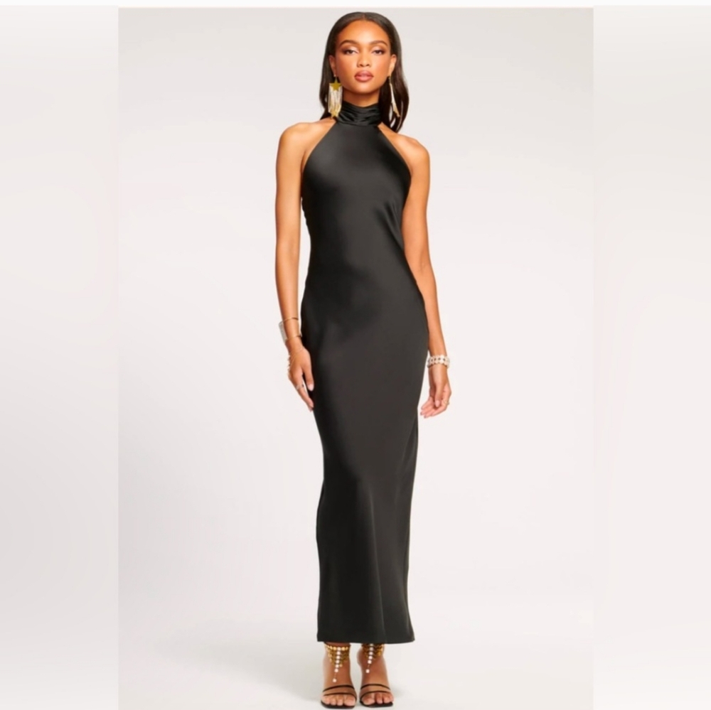 Ramy Brook Tatiana Black Halter Neck Dress